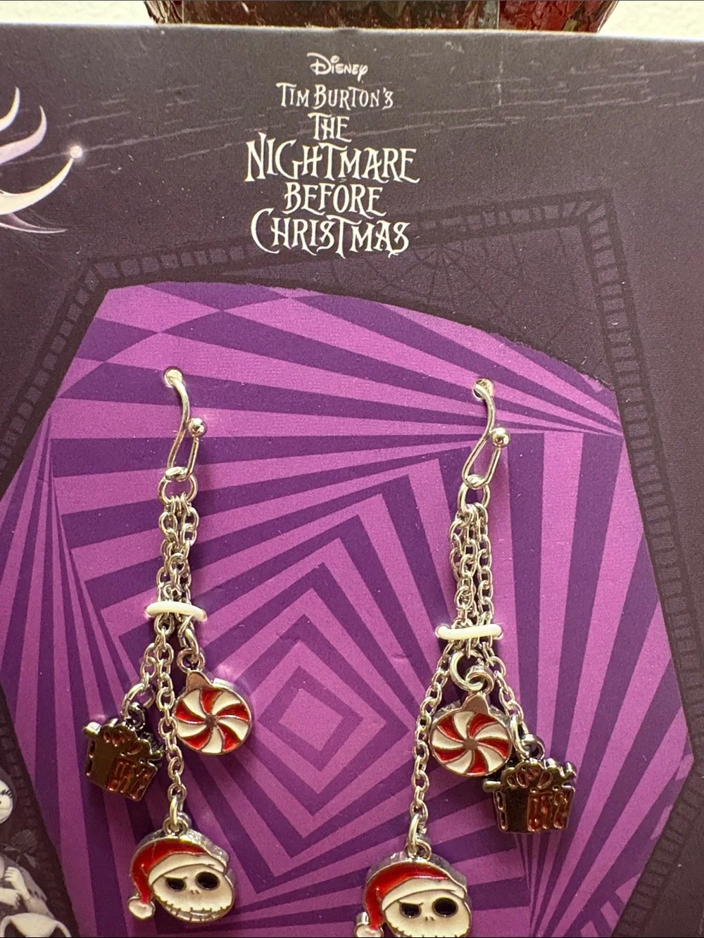 NWT Disney The Nightmare Before Christmas Jack Skellington Drop Earrings - Red